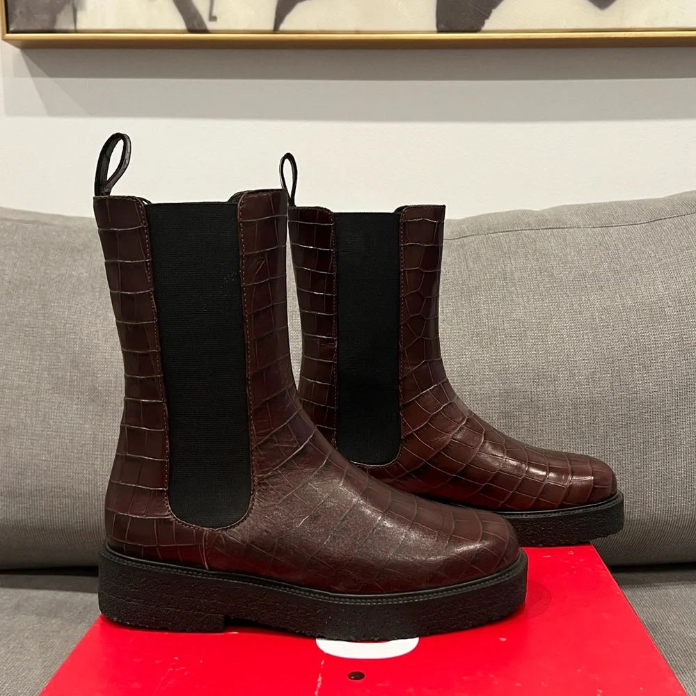 Staud Palamino Boot in Mahogany Croc - Picture 1 of 6